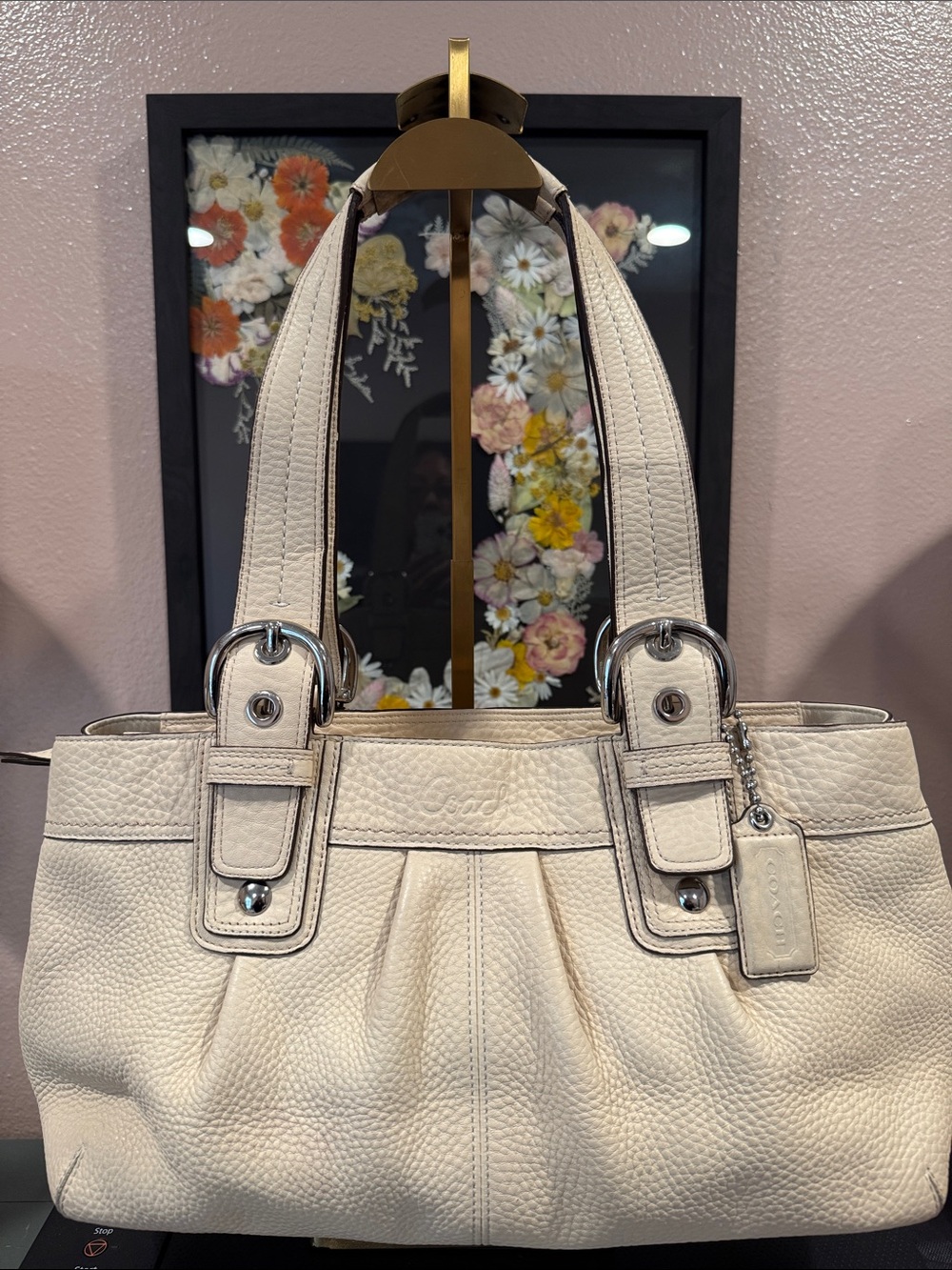 Coach 2010 Soho Hampton Cream Leather Handbag Shoulder Bag